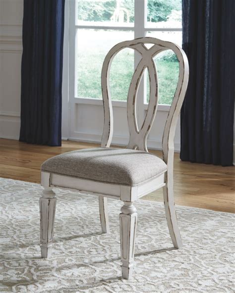 Realyn Chipped White Dining Uph Side Chair Set Of 2 Ribbonback
