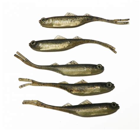 5 Pack Scented Realistic Minnow Lures Black Light Brown Silver