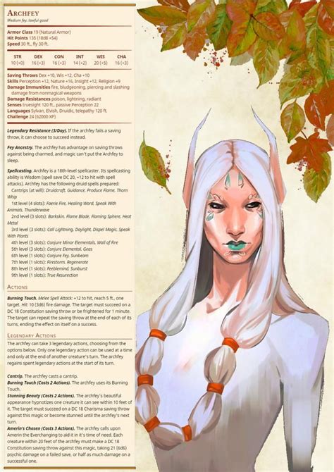 My Stat Block For Very Powerful CR Summer Themed Archfey Dnd Dragons Dungeons And Dragons