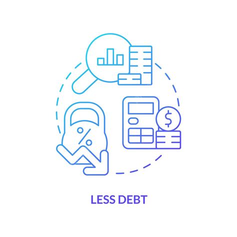 Less Debt Blue Gradient Concept Icon Financial Web Color Vector
