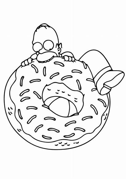 Bart Simpson Donut Coloring Eating Printable Categories