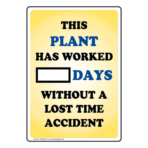 dry erase sign track plant accident free days nhe 8504