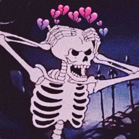 A Skeleton With Hearts On Its Head And Arms