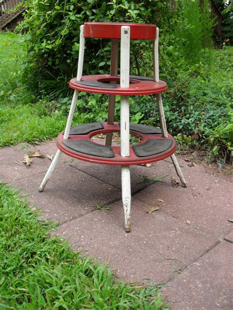 Vintage Step Round Step Stool Red And White Sale Sale Etsy