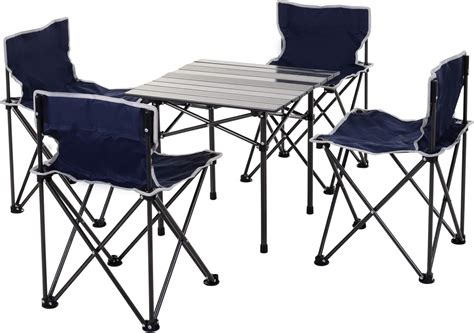 Outsunny 5 Piece Camping Table And Chairs Set With Carrying Bag Foldable