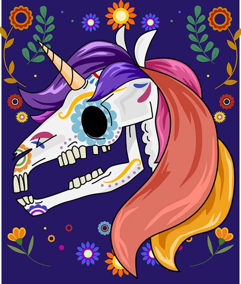 Unicorn Sugar Skull Dia De Los Free Vector Graphic On Pixabay