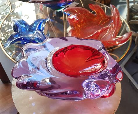 Signed Livio Seguso Murano Purple Red Blue Alexandrite Art Glass Bowl For Sale At 1stdibs