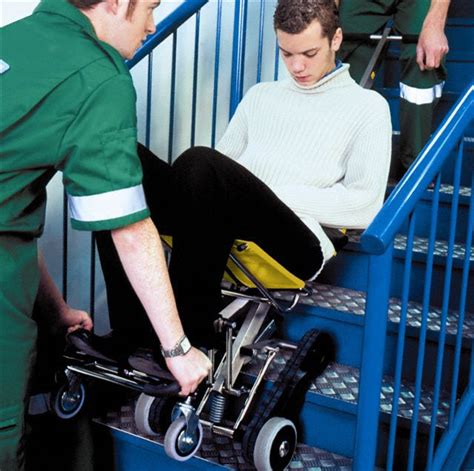 The evac+chair emergency evacuation chair enables evacuation of less mobile persons in emergency situations down a flight of stairs. EVAC-CHAIR Stainless Steel Stair Chair with 350 lb Weight ...