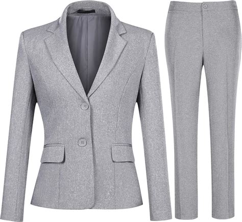 Yynuda Women S 2 Piece Suit Casual Work Office Blazer Trouser Two Button Formal Jacket Suits L