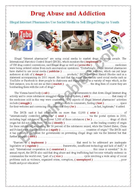 Drug Abuse And Addiction Esl Worksheet By Adel Boukhchina