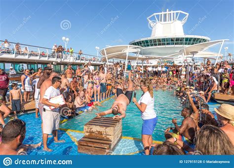 People Having Fun In Pool On Cruise Ship Editorial Stock Photo Image