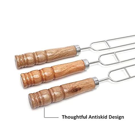 Barbeque Wooden Handle Stainless Steel Skewers Online Peng Essentials