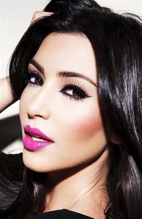 Hot Pink Lipstick Kim Kardashian Smokey Eye Makeup And Beauty