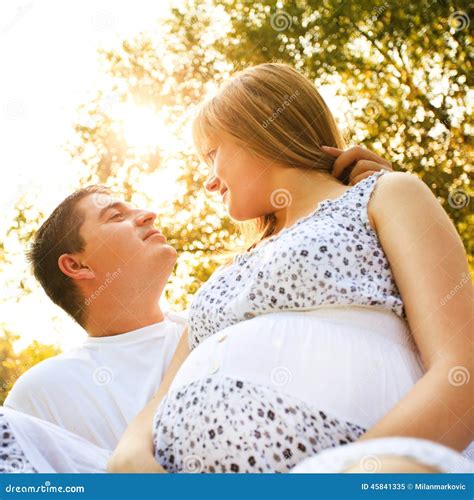 Romantic Pregnant Couple Stock Image Image Of Sunlight 45841335