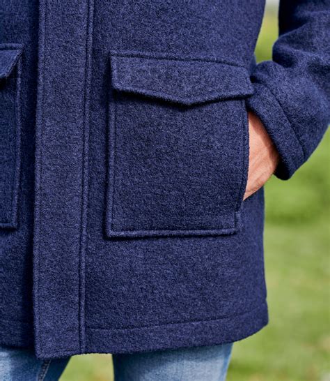 Navy Mens Boiled Wool Hooded Coat Woolovers Us