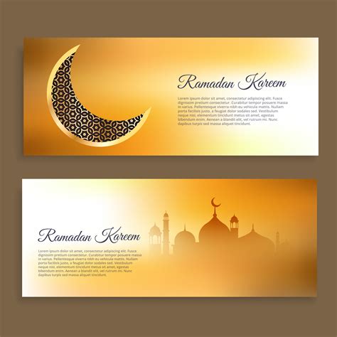 Ramadan Kareem And Wid Banners In Golden Colors Download Free Vector