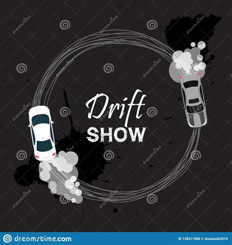 Car Drift Card Vector Illustration Drift Show Banner Poster Brochure