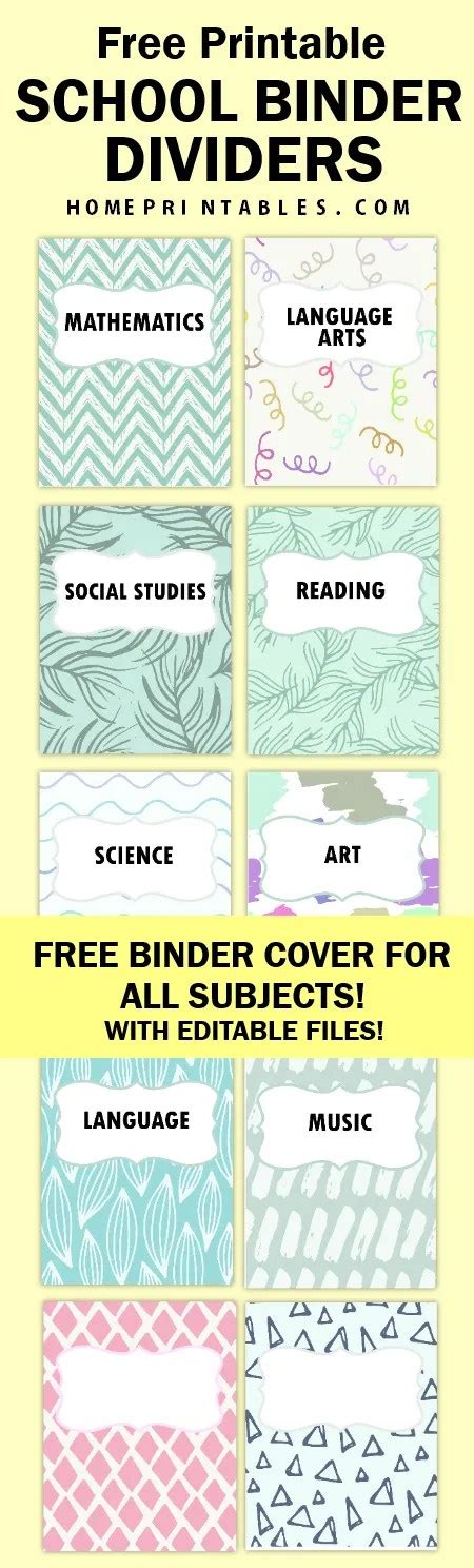 Free School Binder Divider Printables Fun And Cute Templates