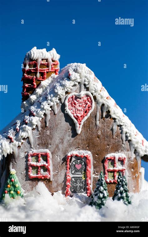 Home Made Hansel And Gretel Gingerbread Cottage In The Snow Fairytale