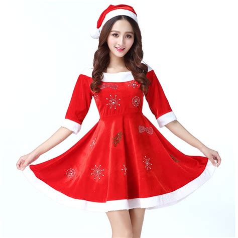 Red Christmas Dress For Girls Adult Women Santa Claus Costume In