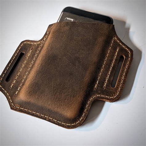 Slanted Leather Phone Holster Leather Phone Case With Belt Etsy Canada
