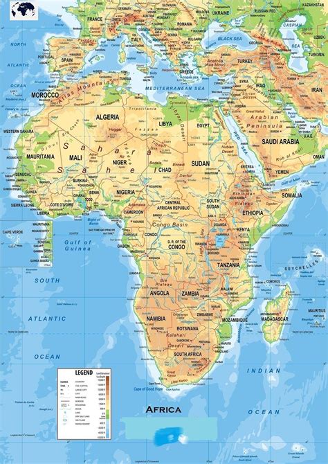 Free Printable Labeled Map Of Africa Physical Template Pdf Map Wall