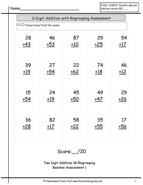 Double Digit Addition Regrouping Worksheets