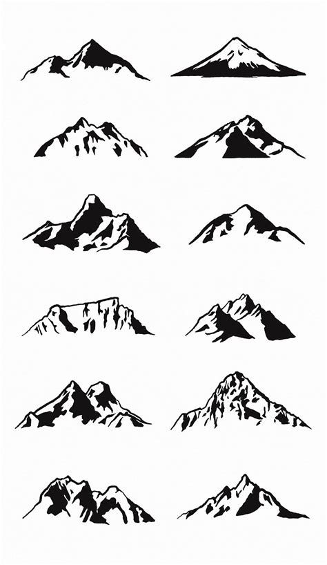 12 Hand Drawn Vector Mountains How To Draw Hands Hand Drawn Vector