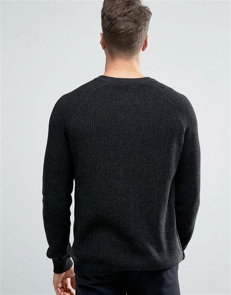 Threadbare Cotton Crew Neck Cable Knit Sweater In Black For Men Lyst