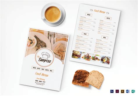 Simple Breakfast Menu Design Template In Psd Word Publisher