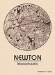 Karte / Map ~ Newton, Massachusetts - Vereinigte Staaten von Amerika ...