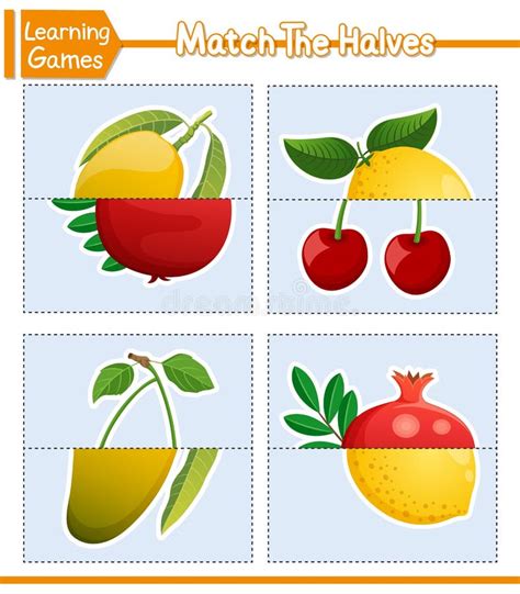 Match The Halves Of Fruits Matching Game For Kids Education