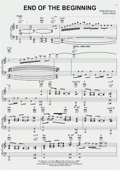 End Of The Beginning Piano Sheet Music Onlinepianist