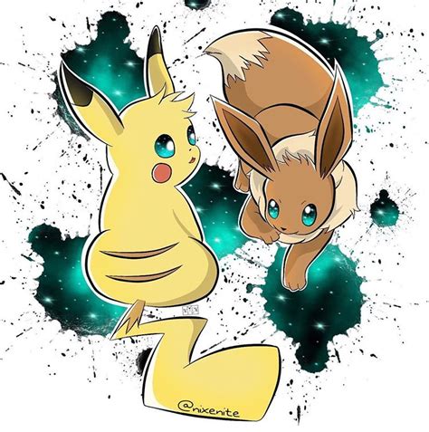 Galaxy Pikachu And Eevee By Nixenite On Deviantart