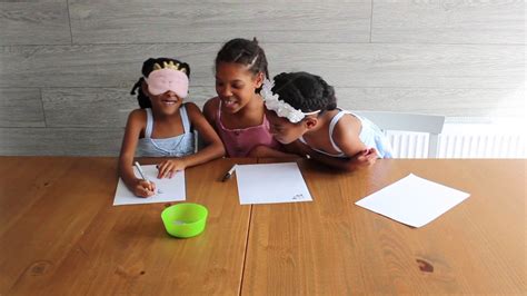 Anytime the kids are getting antsy. Blindfolded Drawing Game - YouTube