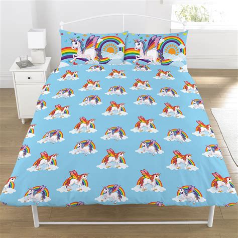 Rainbow Unicorns Duvet Cover Set Single Double Kids Ebay
