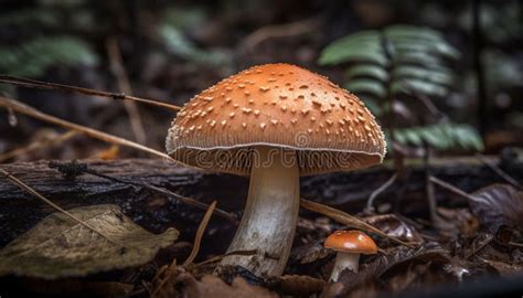 Gourmet Edible Toadstool Growth In Forest Meadow Generated By Ai Stock