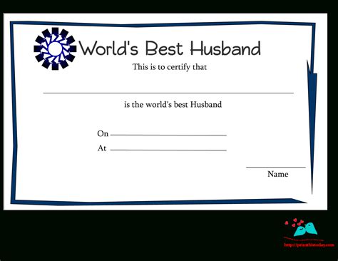 Free Printable Worlds Best Husband Certificates In Anniversary