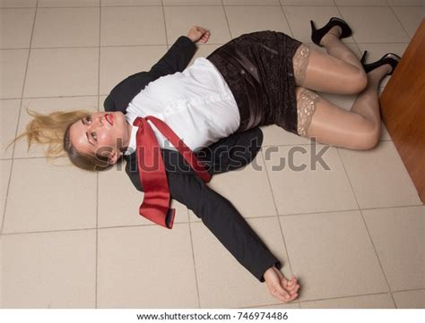 Crime Scene Strangled Pretty Business Woman Stock Photo Edit Now