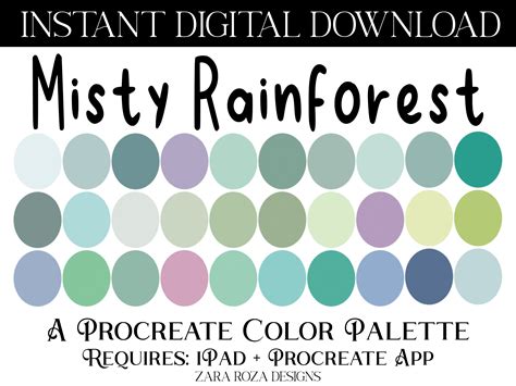 Misty Rainforest Procreate Color Palette Graphic By Zararozadesigns