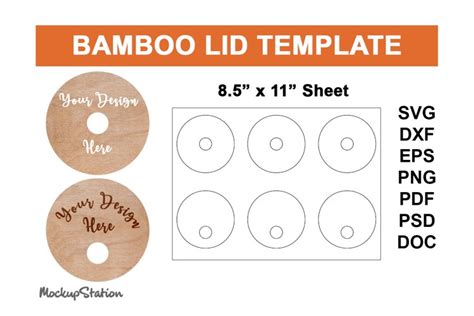 Bamboo Lid Template Svg Bamboo Lid Sublimation Template