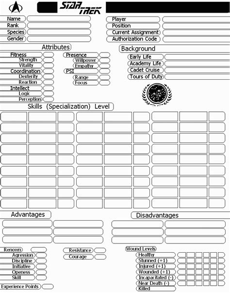 Computer Core Character Sheets
