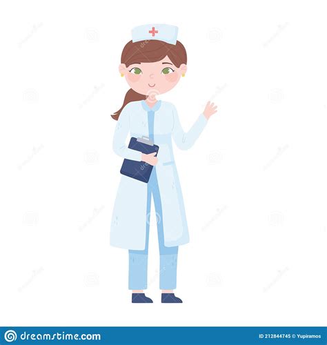 Nurse With Clipboard Stock Vector Illustration Of Professional 212844745
