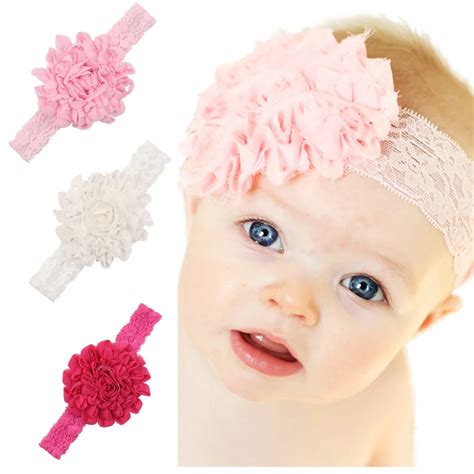 New Cute Baby Headbands Girls Headwear Baby Flower Chiffon Embroidery