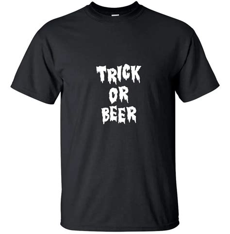 Summer Mens Print T Shirt Trick Or Beer Halloween Costume Spooky Adult T Shirt Funny O Neck T