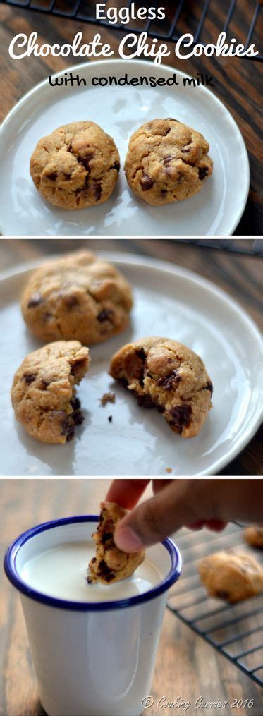 Soft and chewy on the inside with a light tender crisp on the out. These eggless chocolate chip cookies have a secret ...