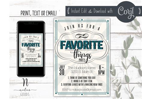 Favorite Things Party Invitation Template My Favorite Things