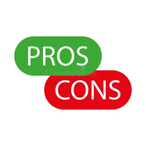 Pros Cons Icon Green Red Pro Con Vector Illustration Stock Vector