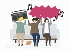 Group of illustrated friends listening to music - Download Free Vectors ...