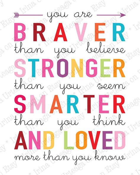 Promise me you'll always remember: You Are Braver Than You Believe Winnie the Pooh quote print | Etsy | Positive affirmations for ...